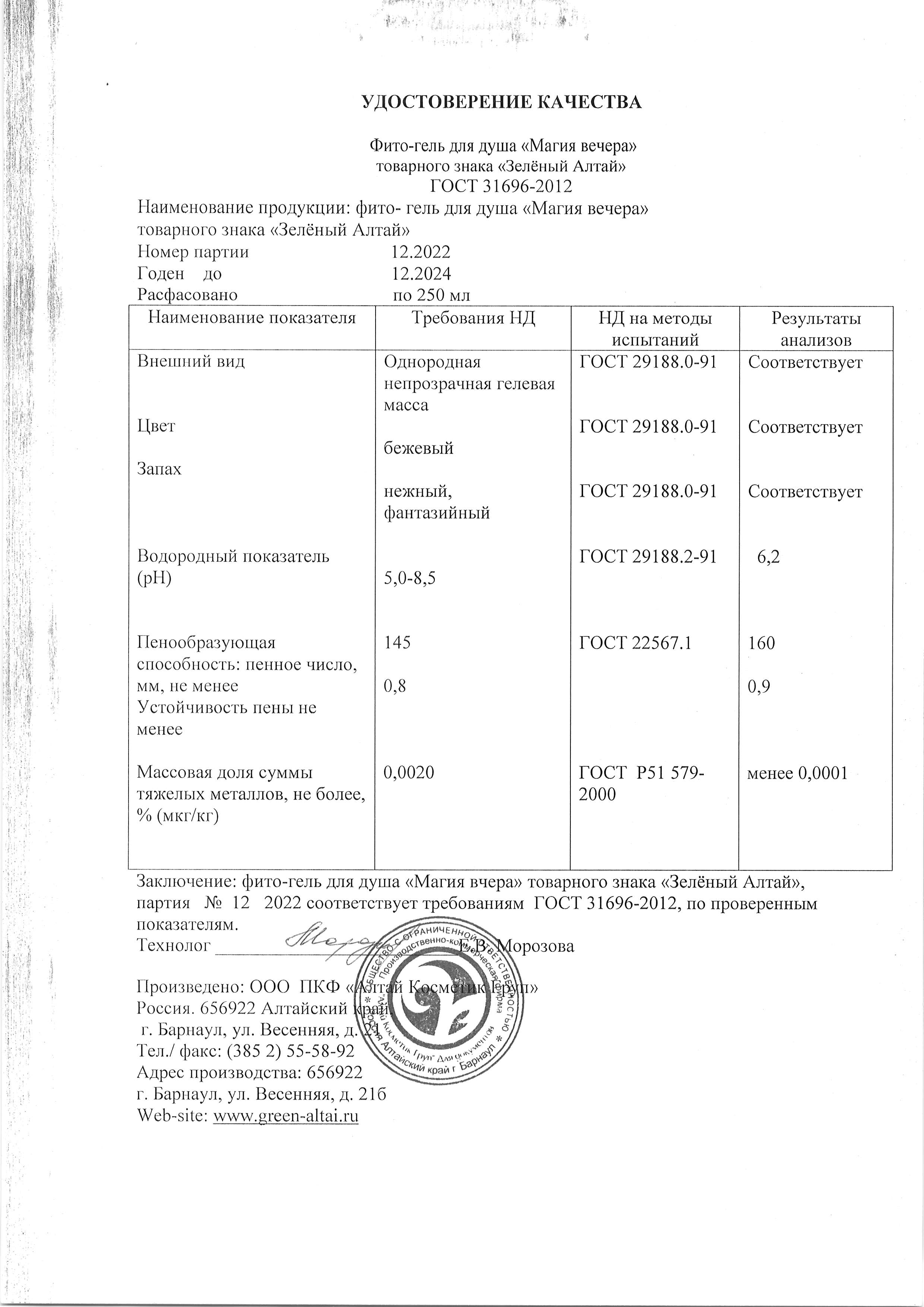 Паспорт №122022